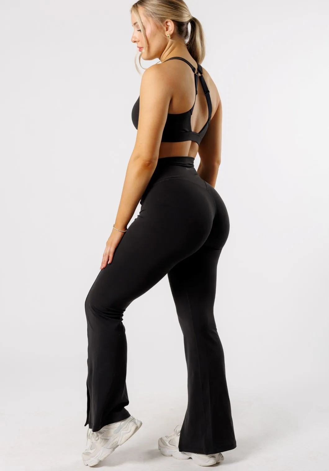 Reluna™ Front Slit Sculptseam® Flare Leggings 31" Black