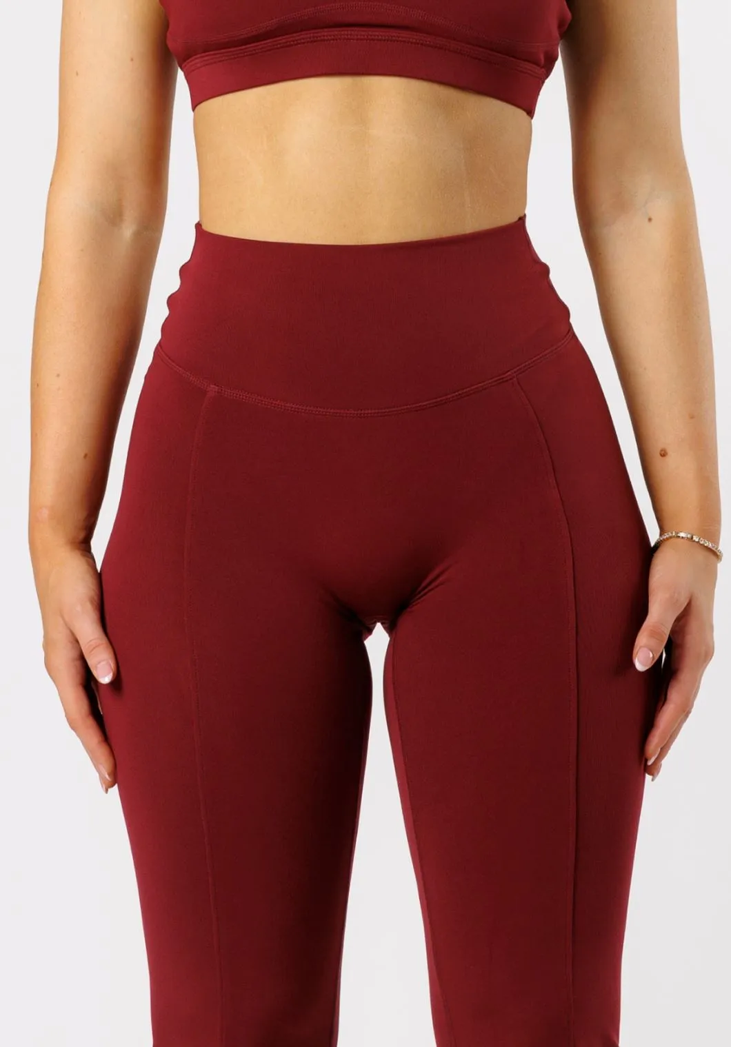 Reluna™ Front Slit Sculptseam® Flare Leggings 31" Red Velvet