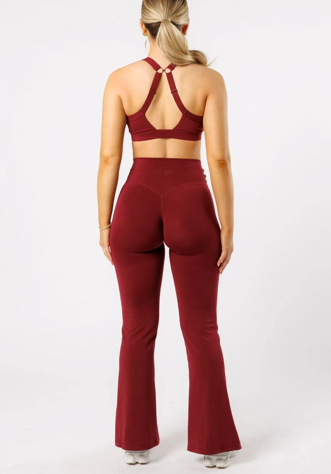 Reluna™ Front Slit Sculptseam® Flare Leggings 31" Red Velvet