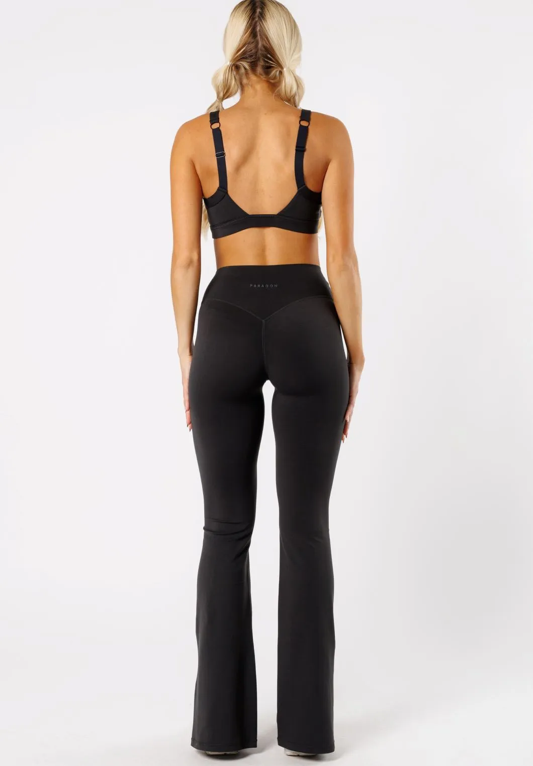 Reluna™ Front Slit Sculptseam® Flare Leggings 34" Black