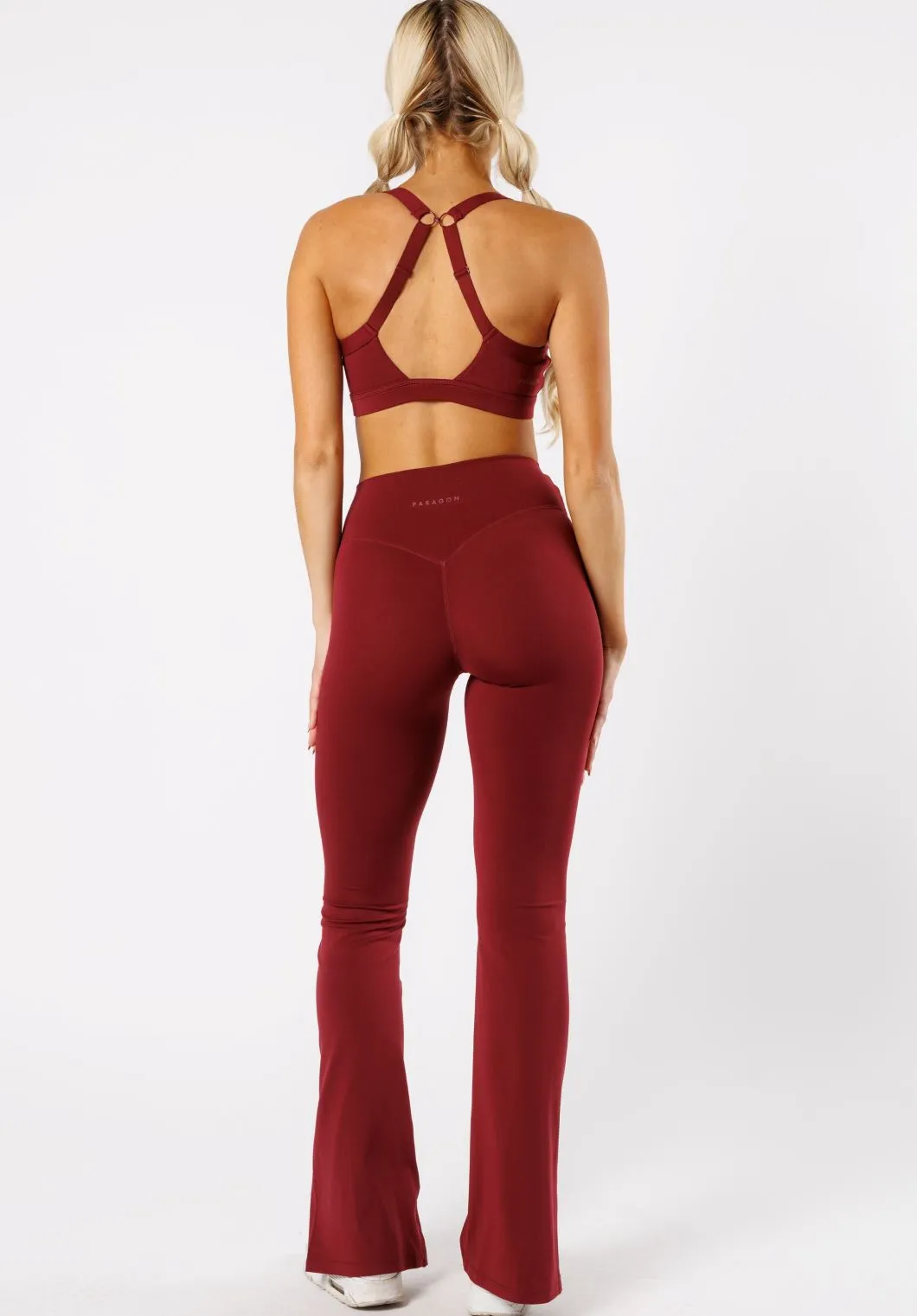 Reluna™ Front Slit Sculptseam® Flare Leggings 34" Red Velvet