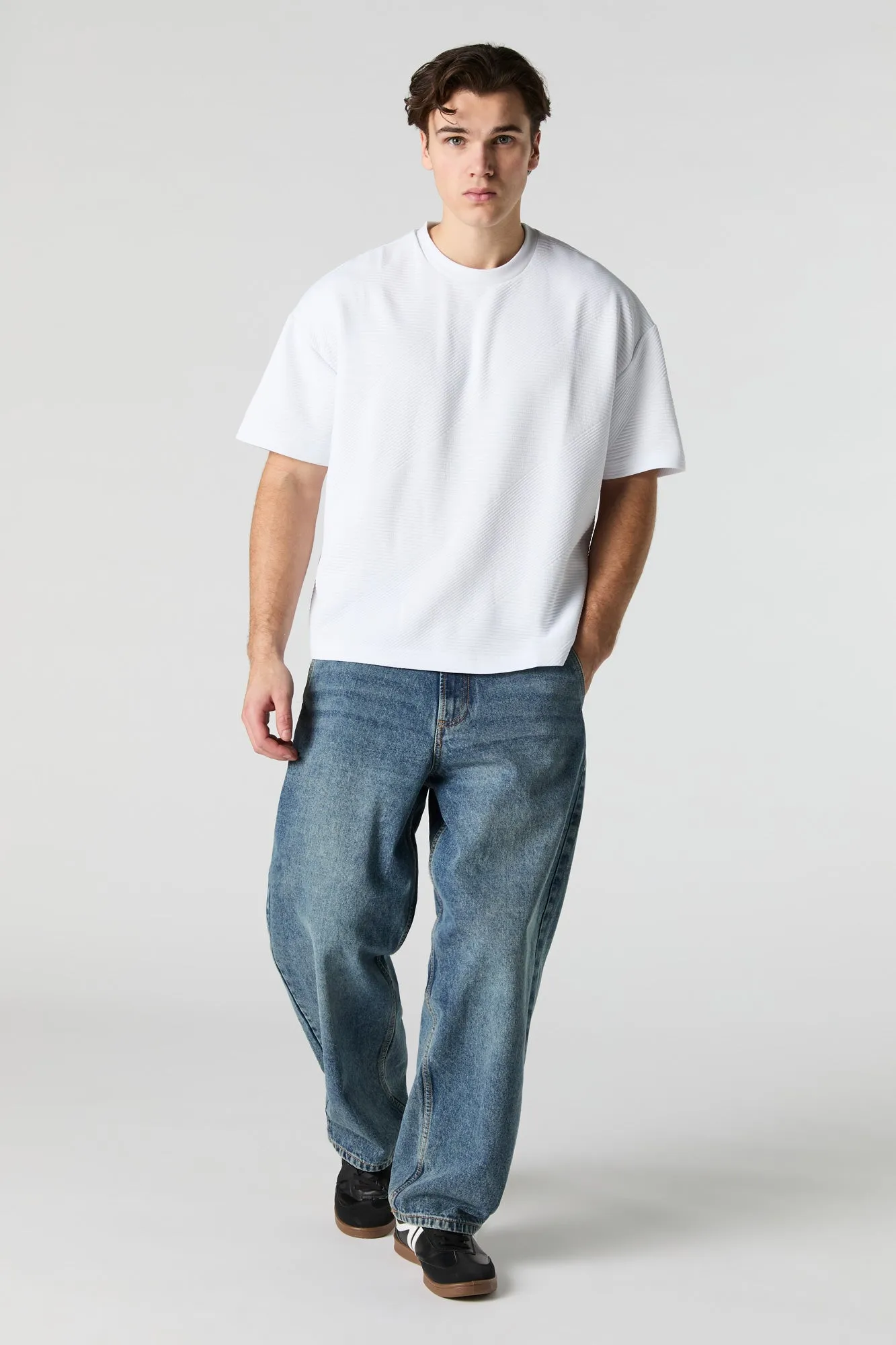 Ribbed Textured Relaxed T-Shirt