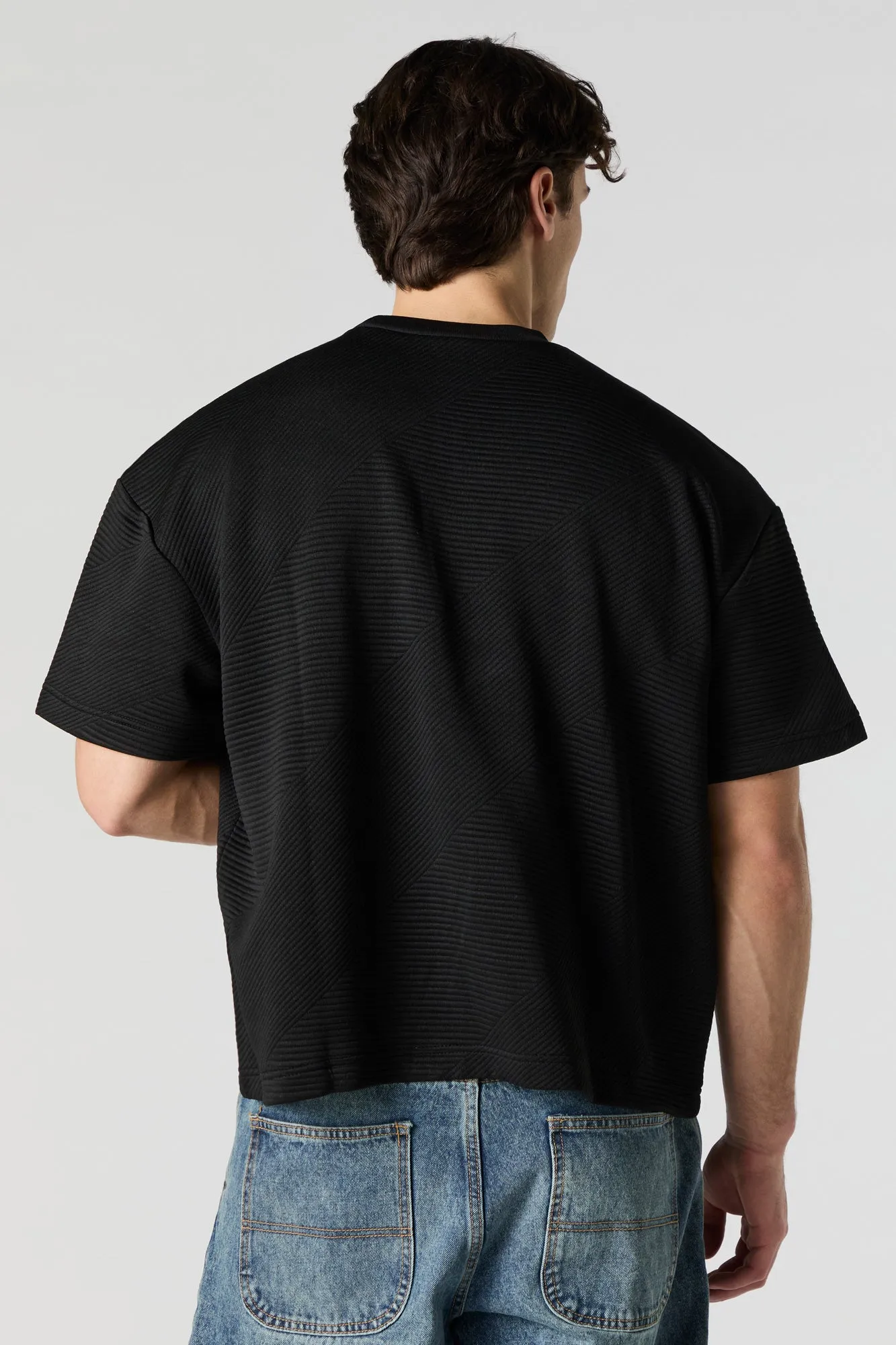 Ribbed Textured Relaxed T-Shirt