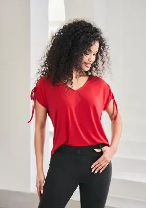 Ruched Shoulder Tee (Crimson)