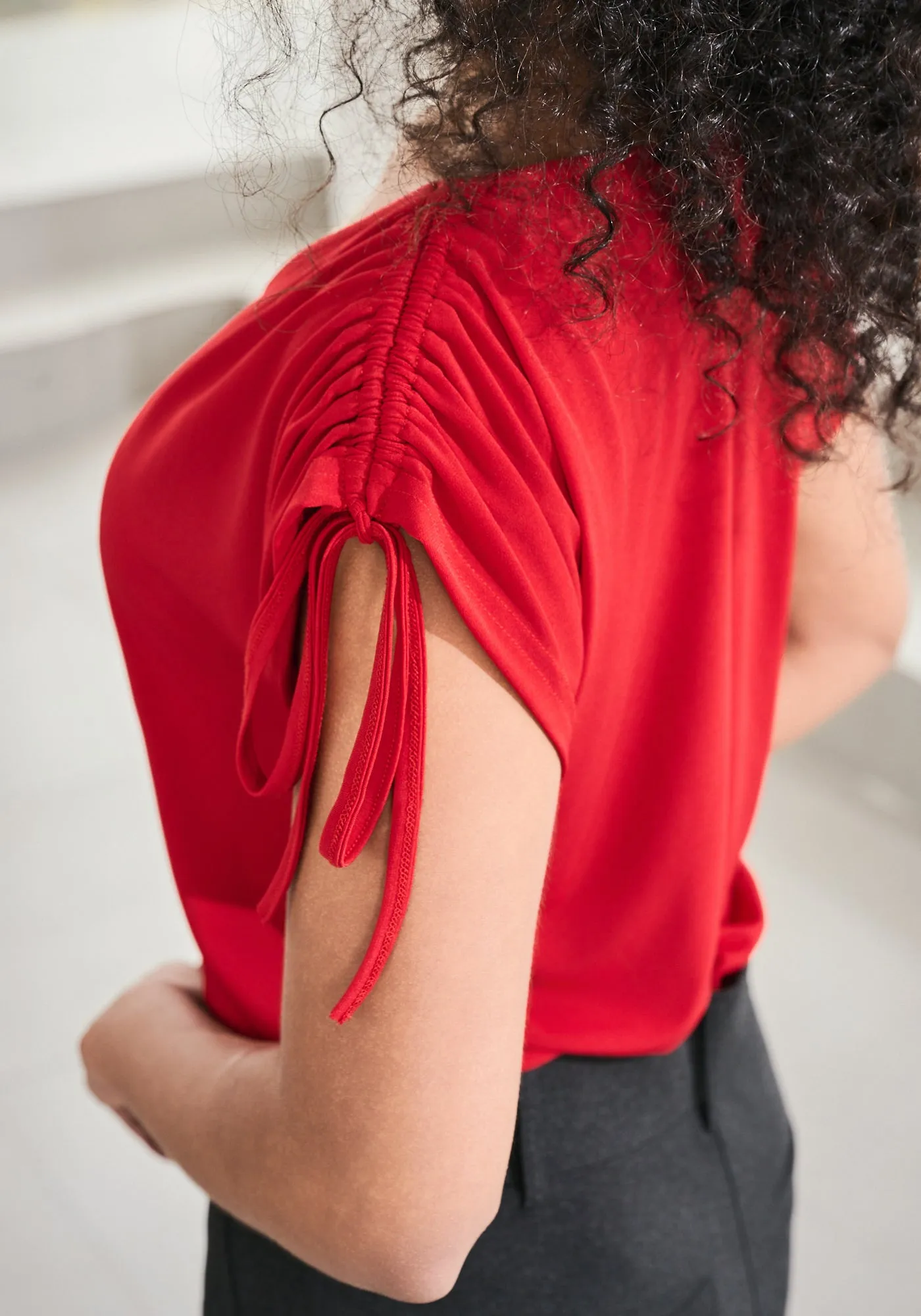 Ruched Shoulder Tee (Crimson)