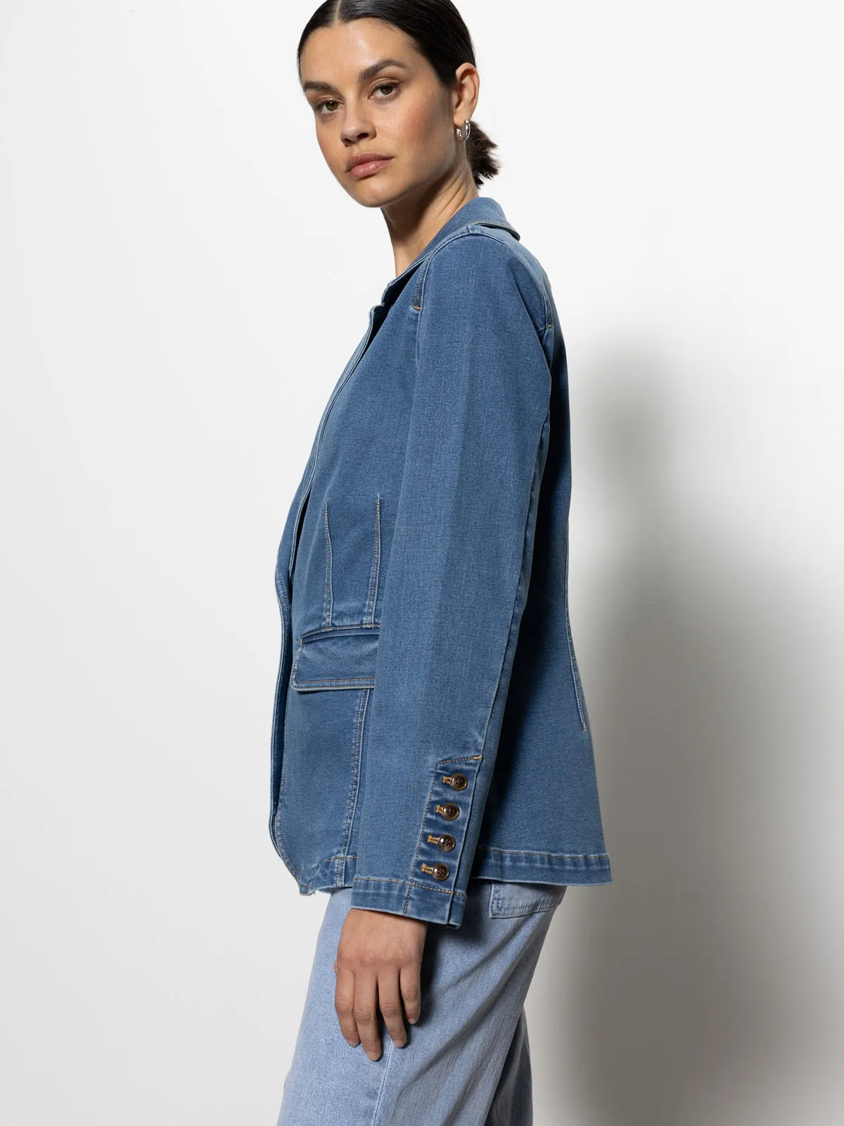 Sculpted Denim Blazer Best In Show