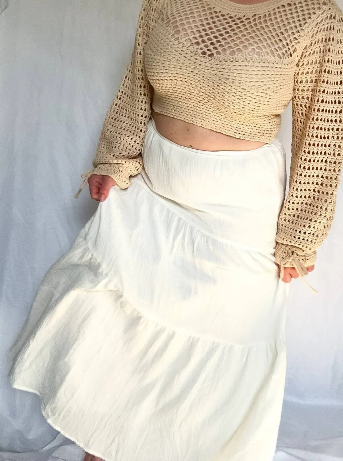 Serenity Tiered Maxi Skirt In White