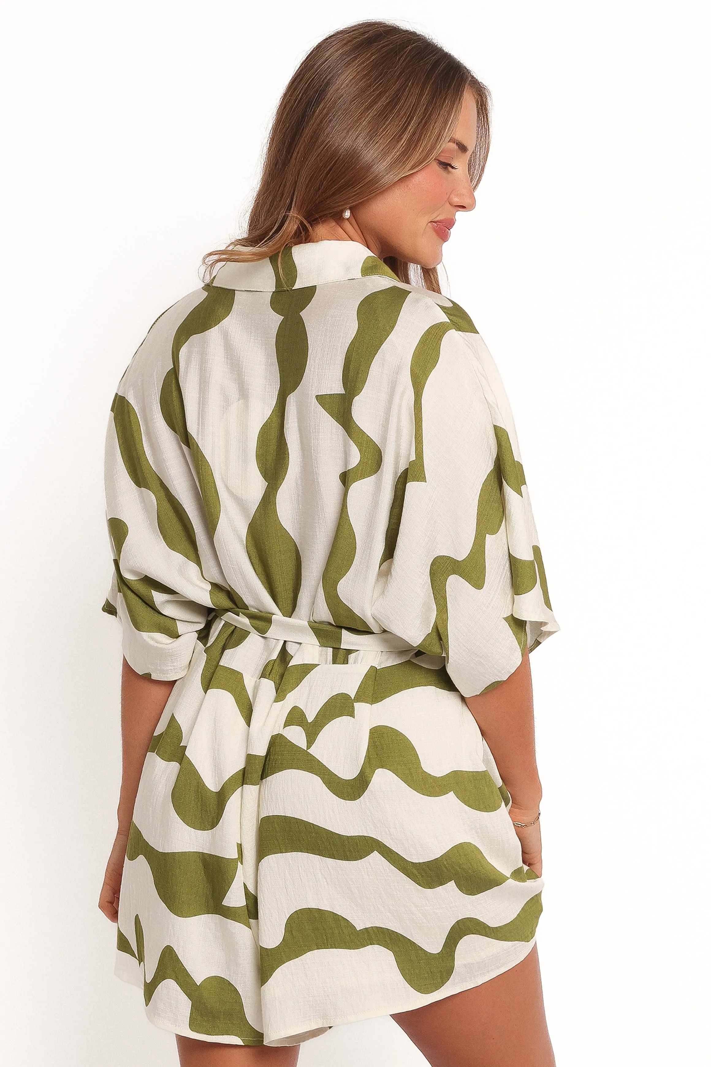 Sheily Tie Waist Playsuit - Green