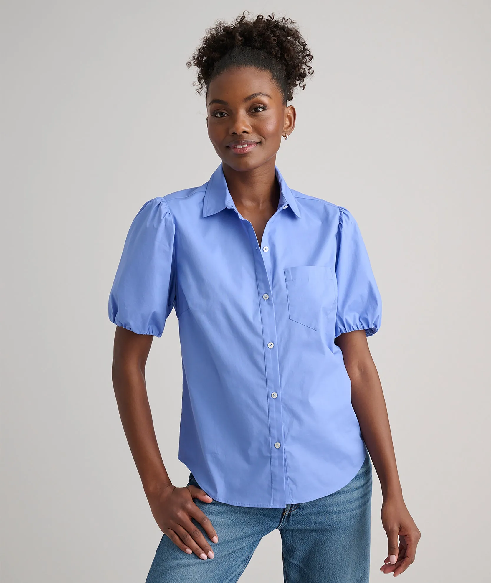 Stretch Cotton Short-Sleeve Gail Shirt