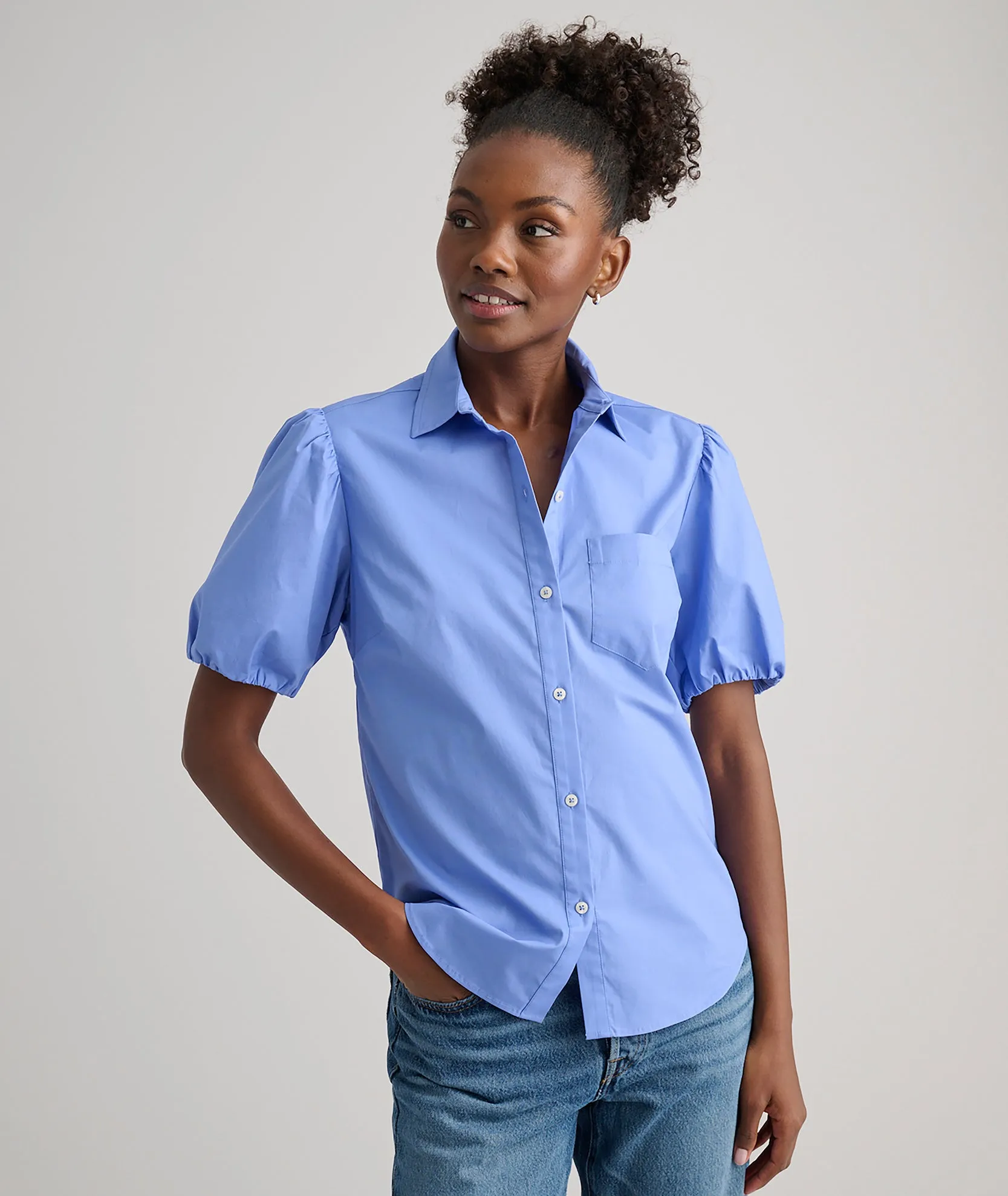 Stretch Cotton Short-Sleeve Gail Shirt