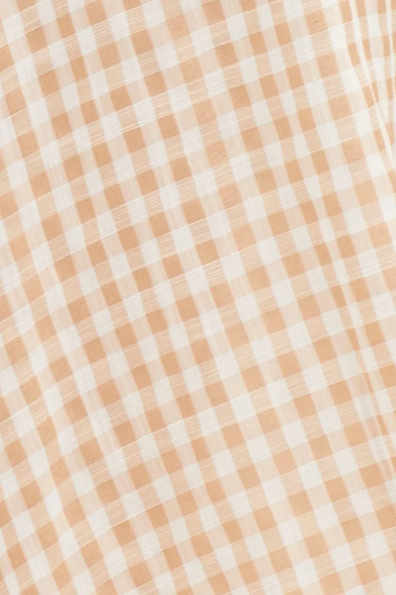 Stripe Check One Shoulder Midi Dress
