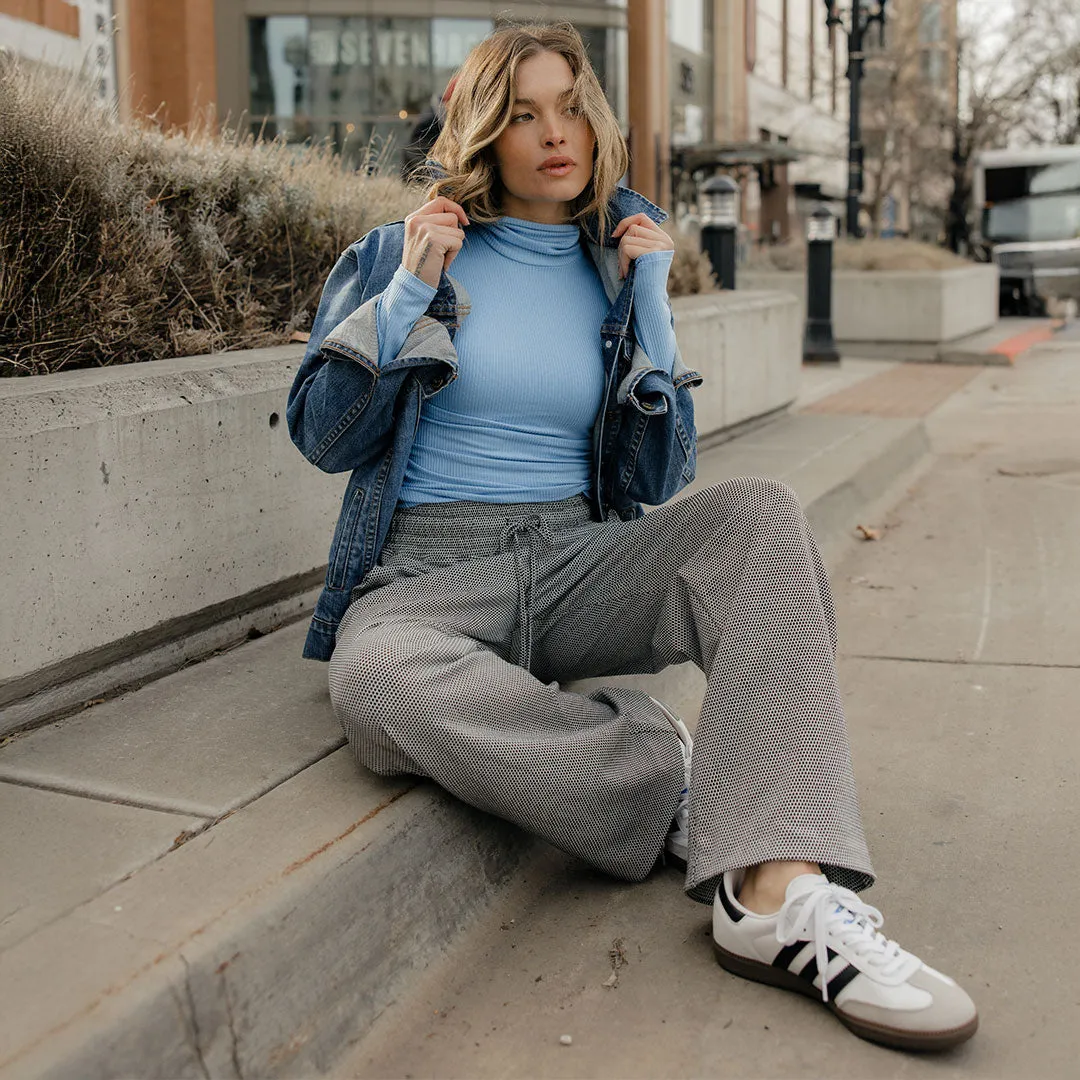 Tessa Long Sleeve, Bright Blue Rib