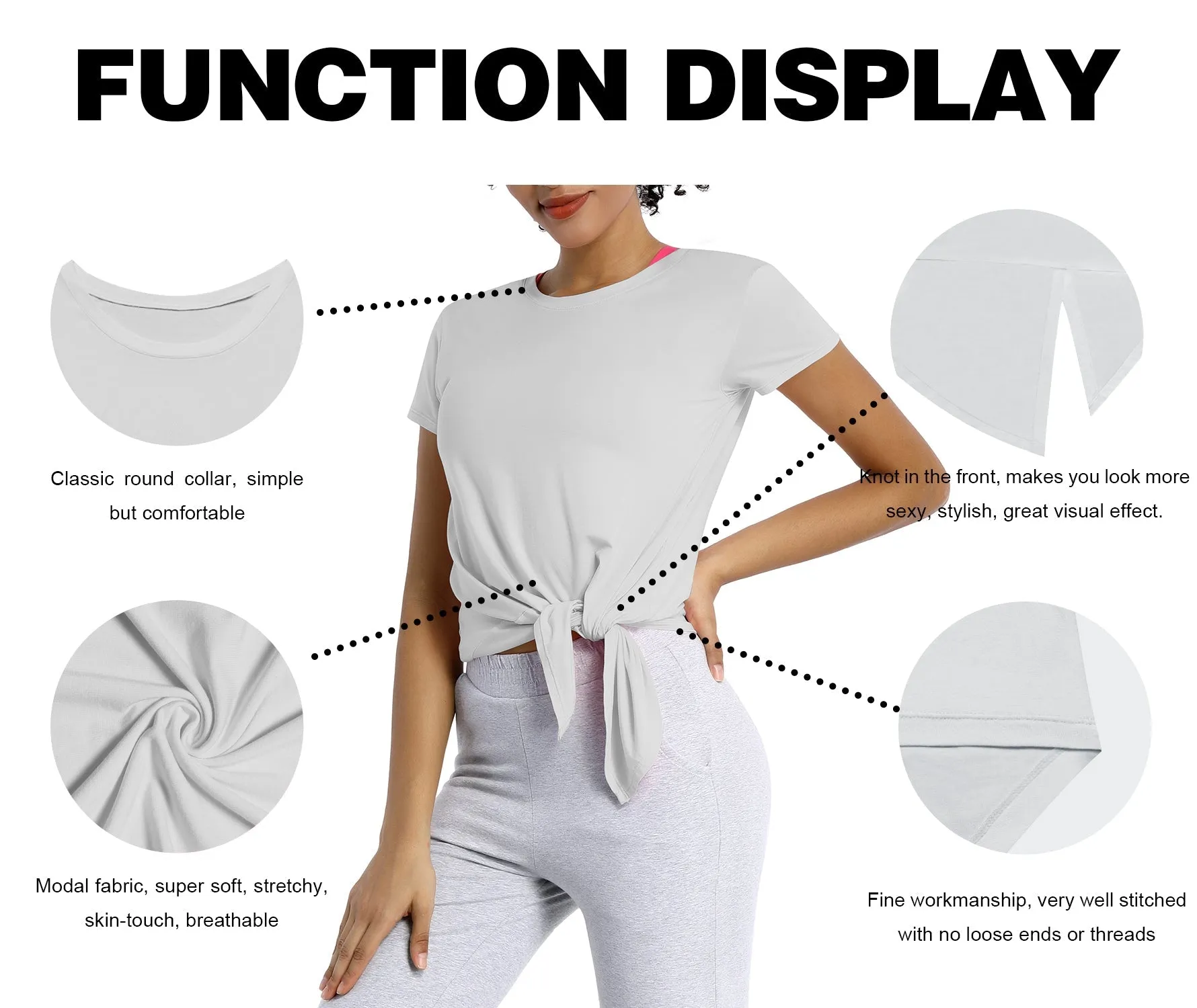 Tie Up Crop Top Short Sleeve T-Shirt lightgray_Running
