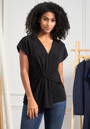 Twist-Front Cap Sleeve (Black)