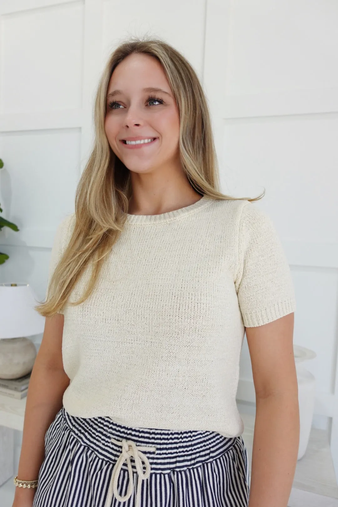 Wind Up Sweater Top - Cream